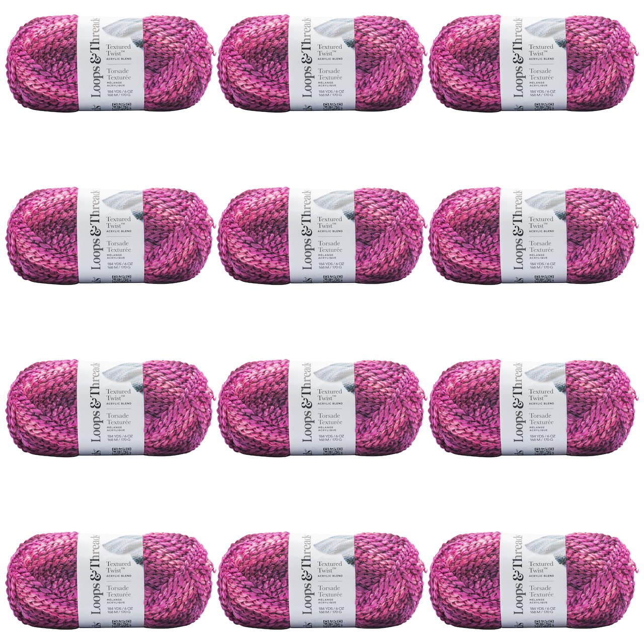 12 Pack: Textured Twist™ Yarn by Loops & Threads®